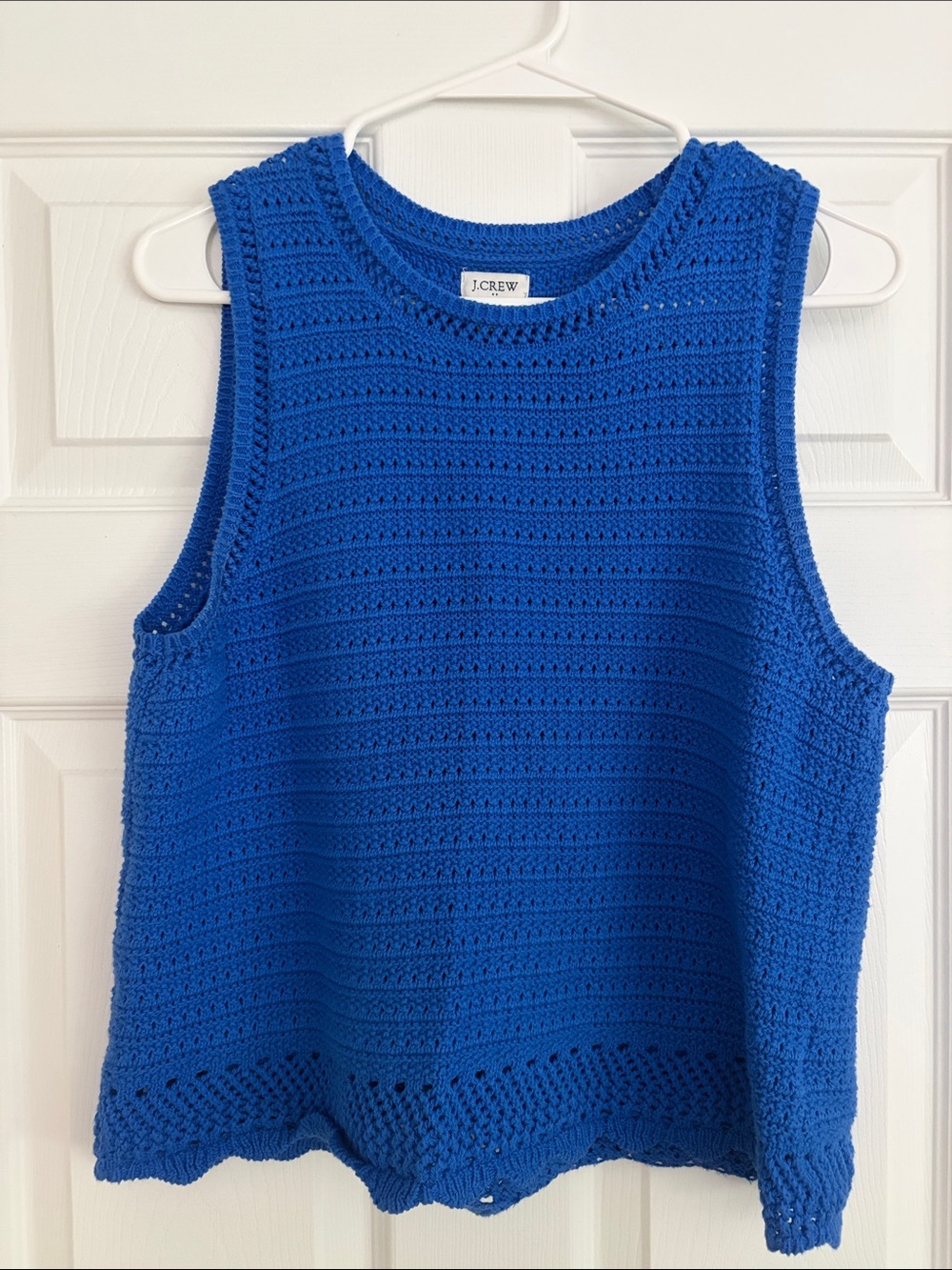 J. Crew Bright Blue Crochet Tank Top